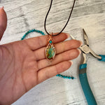 Turquoise Pendant with Faceted Bead- Wire-Wrapped in Copper - Simply Affinity