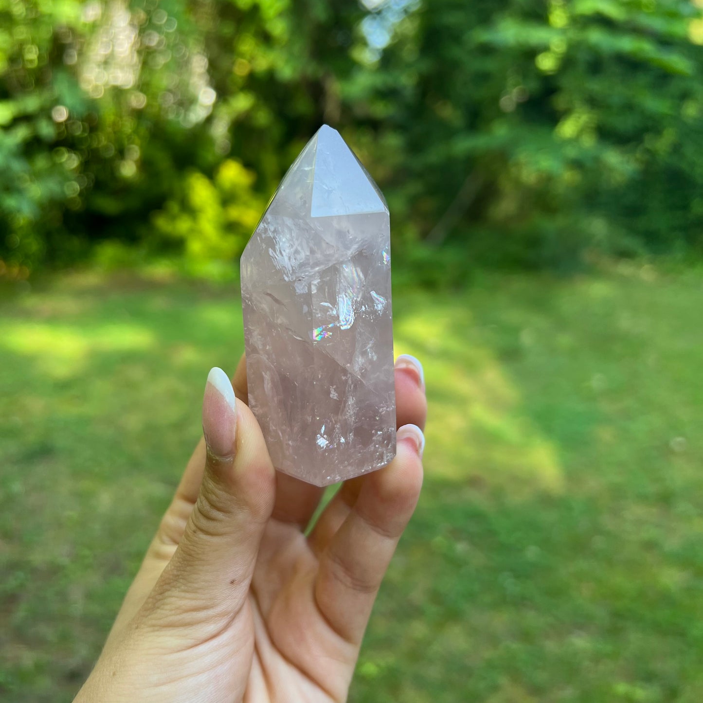 Rose Quartz Point with Rainbow Inclusions(#7) - Simply Affinity
