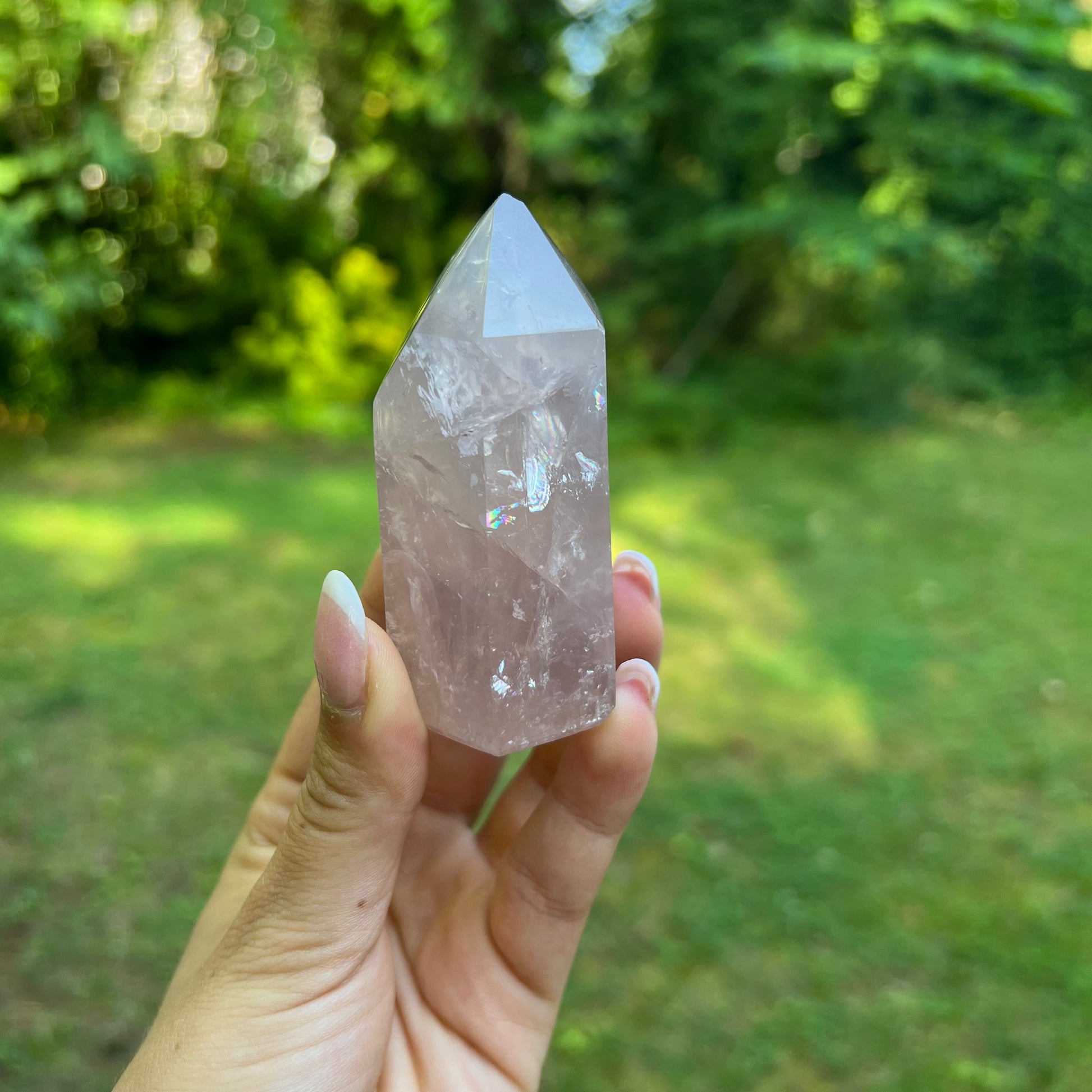 Rose Quartz Point with Rainbow Inclusions(#7) - Simply Affinity