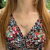 Rainbow Gemstone U-Bar Necklace in Sterling Silver - Preorder Only - Simply Affinity