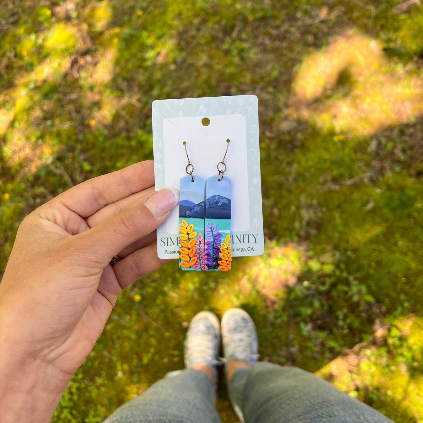 *NEW* Lakeside Floral Rectangle Earrings (OOAK)
