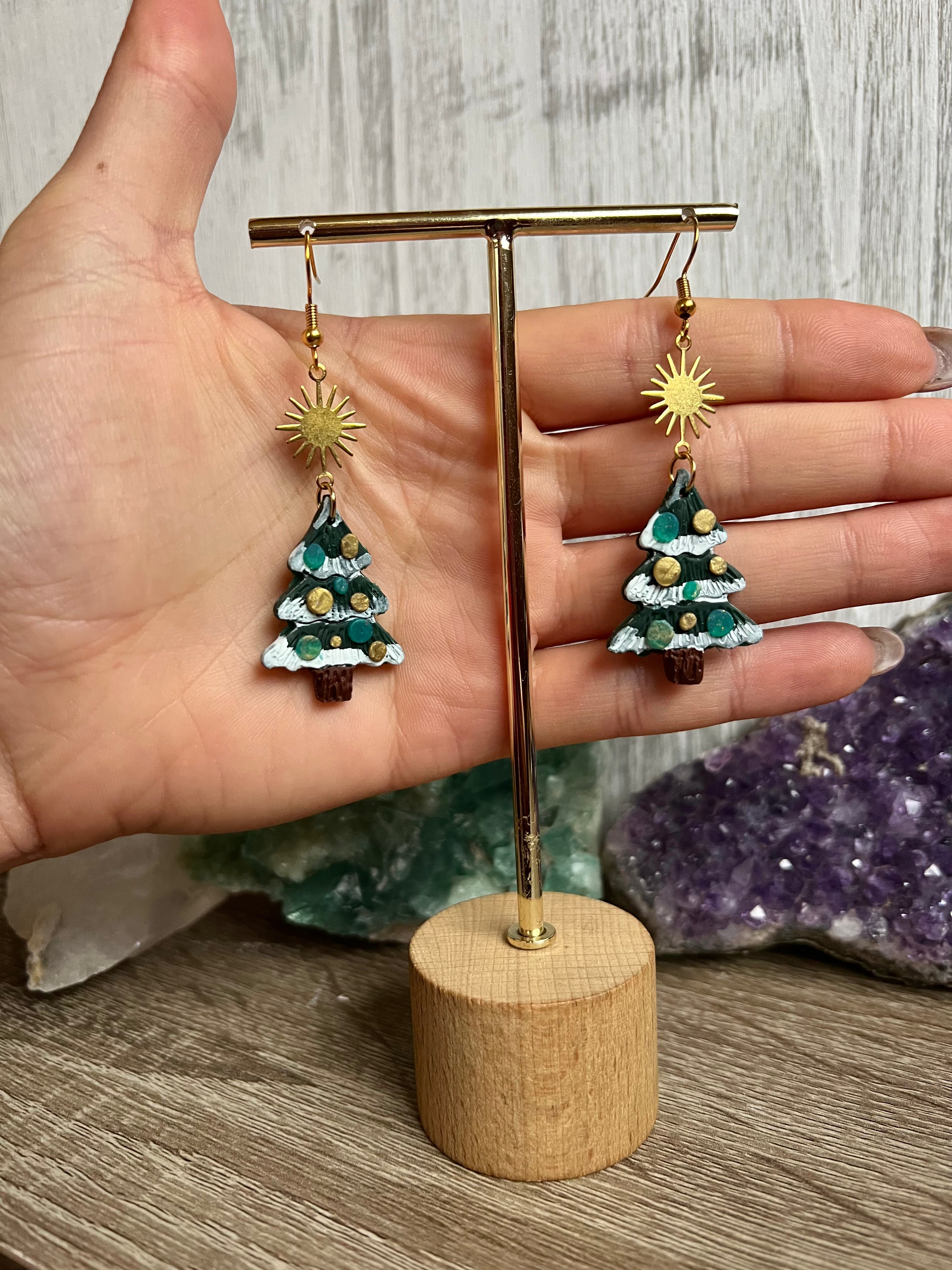 Christmas tree clay online earrings