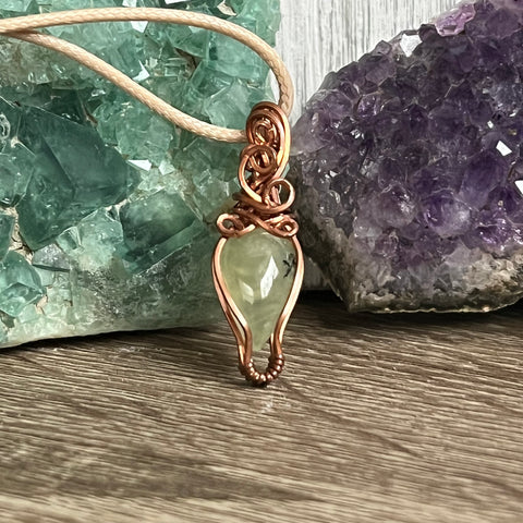 Prehnite Wire-Wrapped Pendant - Ready to Ship - Simply Affinity