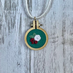 Mini Embroidered Red and White Rose Necklace - Simply Affinity